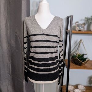 Mossimo Gray Black Ombre Striped Knit Sweater Long Sleeve Small